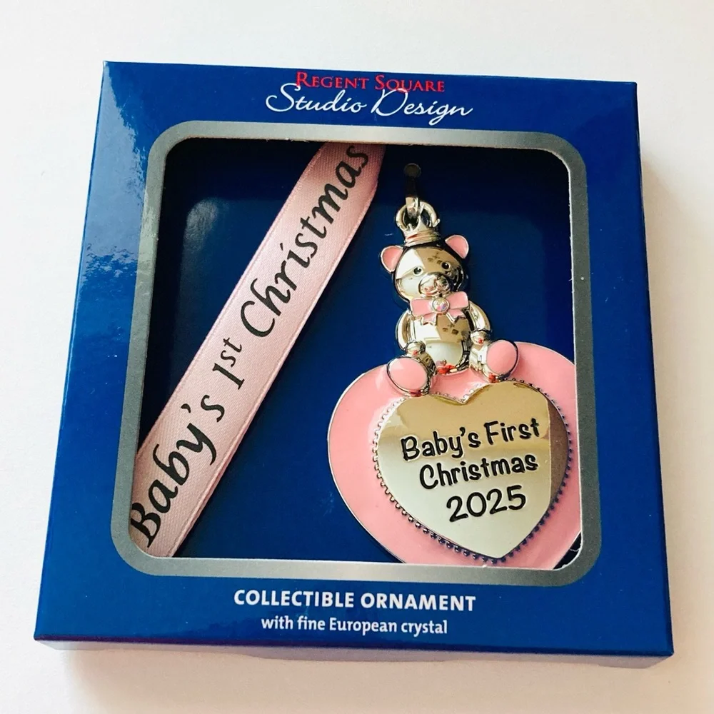 NEW Studio Design Baby's First Christmas Ornament Collectible w/European Crystal